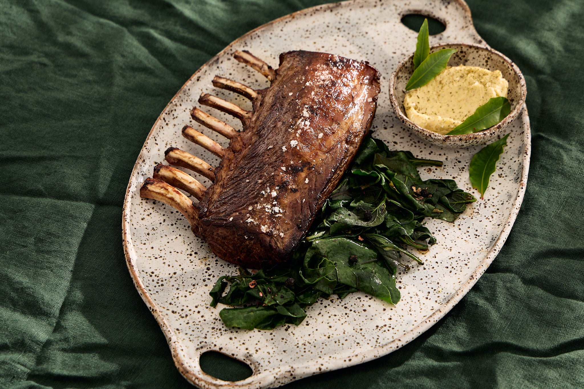 Venison Rack with Whipped Anise Myrtle Butter & Warrigals – Australian Meats
