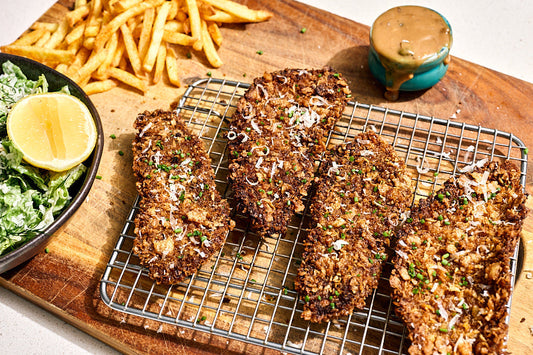 Kangaroo Schnitzel and Chips