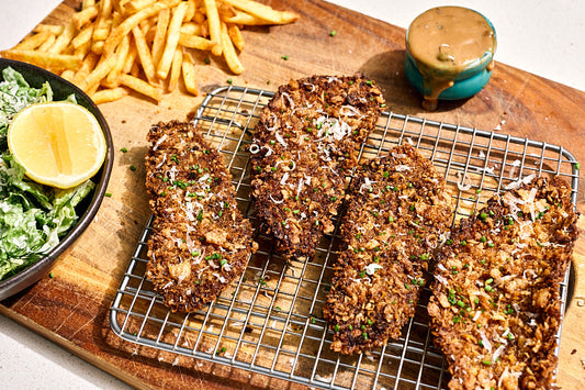 Kangaroo Schnitzel and Chips