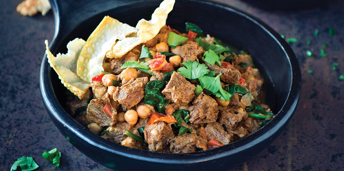 Kangaroo Rogan Josh with Spinach & Chickpeas