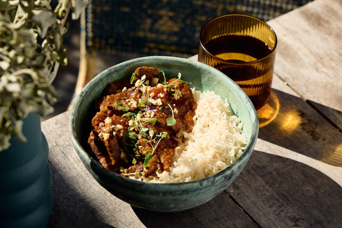 Kangaroo Nut Satay with Lemon Myrtle Rice