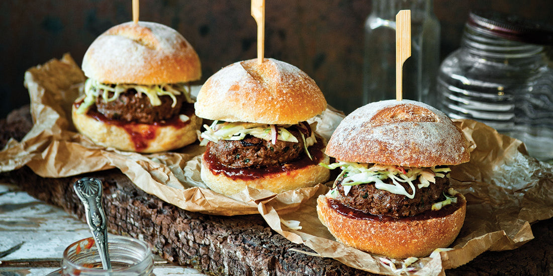 Kangaroo Burger with Apple & Cabbage Slaw
